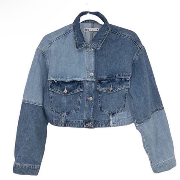 Zara Cropped Patchwork Denim Blue Jacket
(Size Small) - Picture 7 of 8